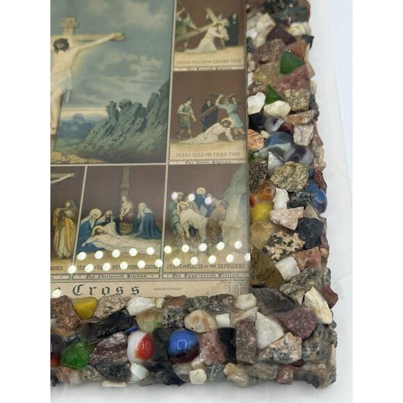 1938 A. Goes Stations of the Cross Lithograph Print Framed Catholic Religious - Picture 4 of 8